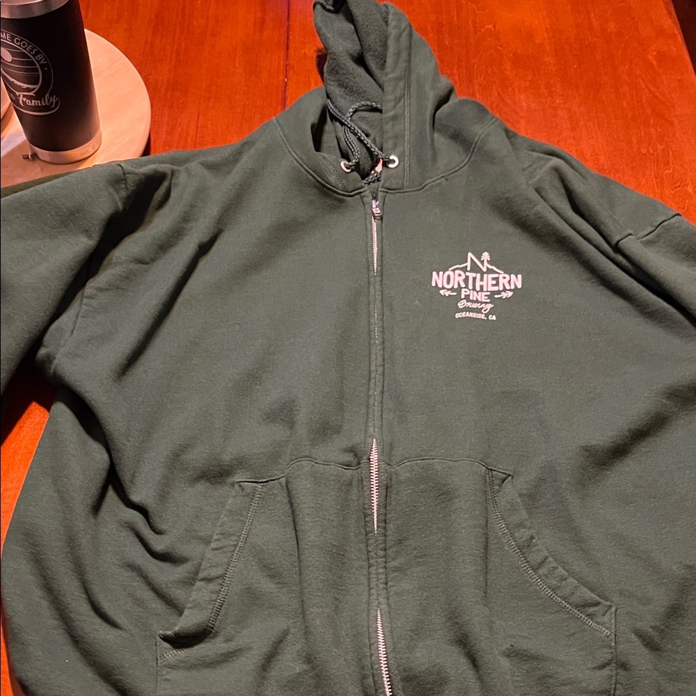 Northern Pine Brewing Oceanside, CA Hanes Dark Green Hoodie Jacket